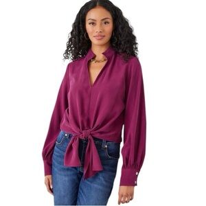 Karen Kane Tie-front pullover blouse in Wine Size Small
